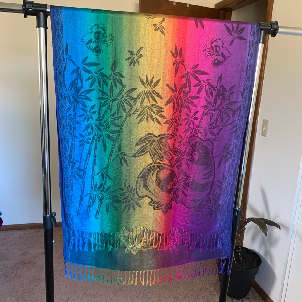 Rainbow Panda Bamboo Pashmina Wrap Scarf